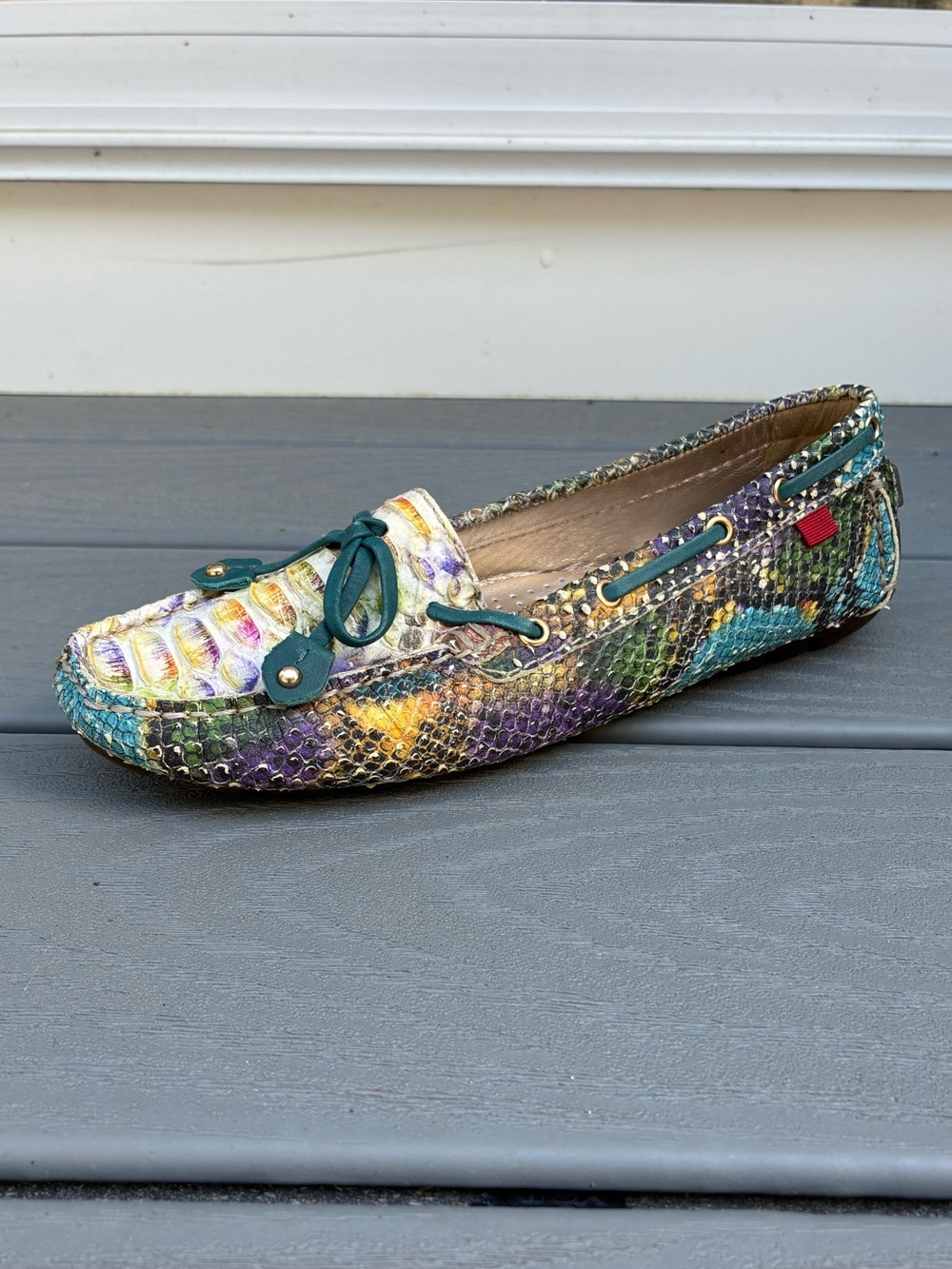 Marc Joseph Cypress Hill Savannah Leather Snake Flat Shoes Rainbow Size 6